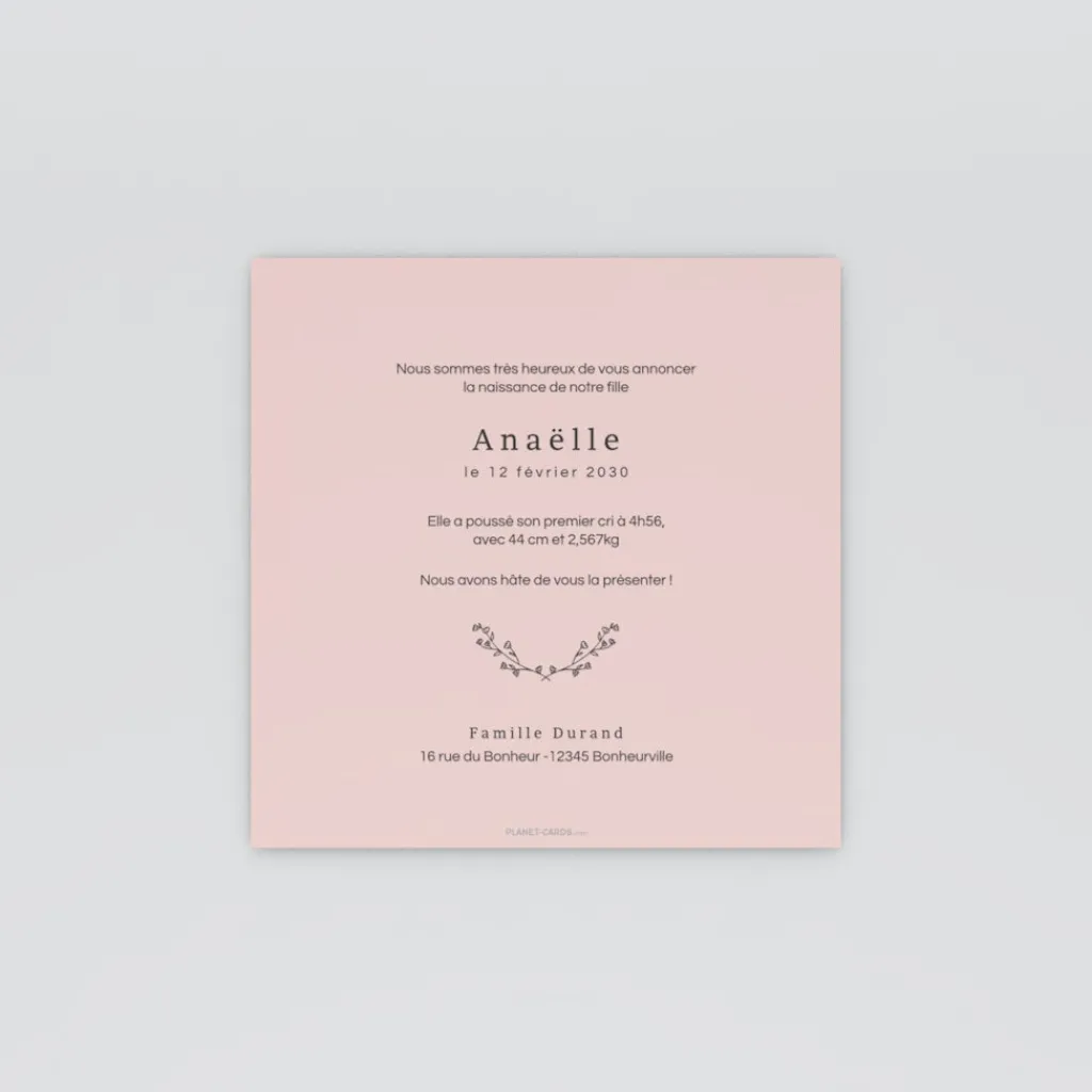 Faire-part Naissance Fille^Planet cards Petite Fleur