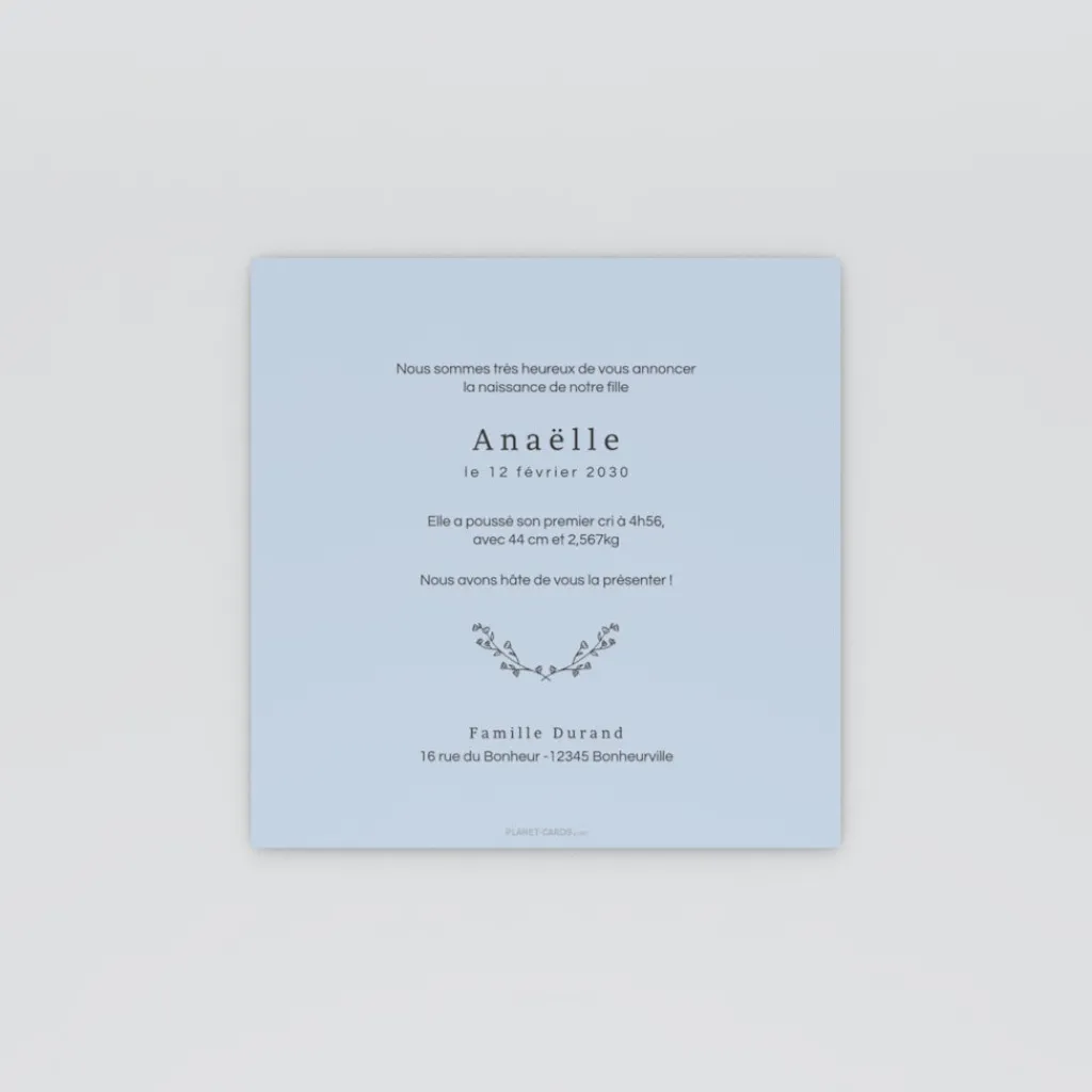 Faire-part Naissance Fille^Planet cards Petite Fleur