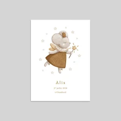 Faire-part Naissance Animaux | Faire-part Naissance Fille^Planet cards Petite Souris et étoiles