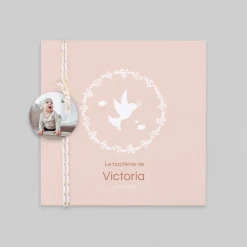 Faire-part Baptême Champêtre | Faire-part Baptême Fille^Planet cards Petites Colombes et Branches Fille