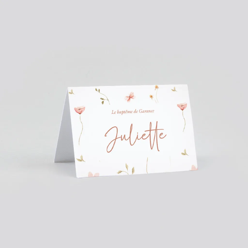 Marque-place Baptême^Planet cards Petites fleurs champêtres