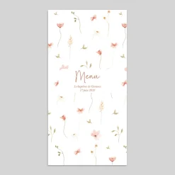 Menu Baptême^Planet cards Petites fleurs champêtres