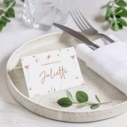 Marque-place Baptême^Planet cards Petites fleurs champêtres