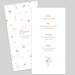 Menu Baptême^Planet cards Petites fleurs champêtres