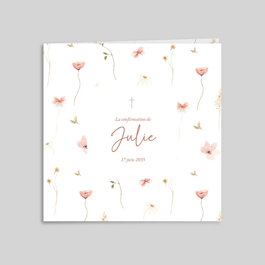 Faire-part Confirmation^Planet cards Petites fleurs douces