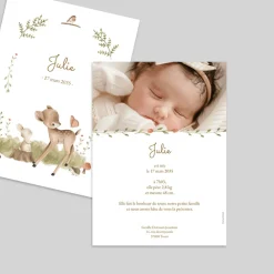 Faire-part Naissance Animaux | Faire-part Naissance Fille^Planet cards Petits Animaux en forêt