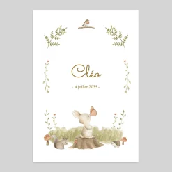 Faire-part Naissance Animaux | Faire-part Naissance Fille^Planet cards Petits Animaux en forêt