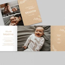 Faire-part Naissance Garçon^Planet cards Petits brins sur kraft
