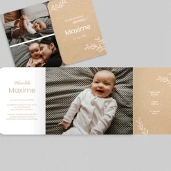 Faire-part Naissance Garçon^Planet cards Petits brins sur kraft
