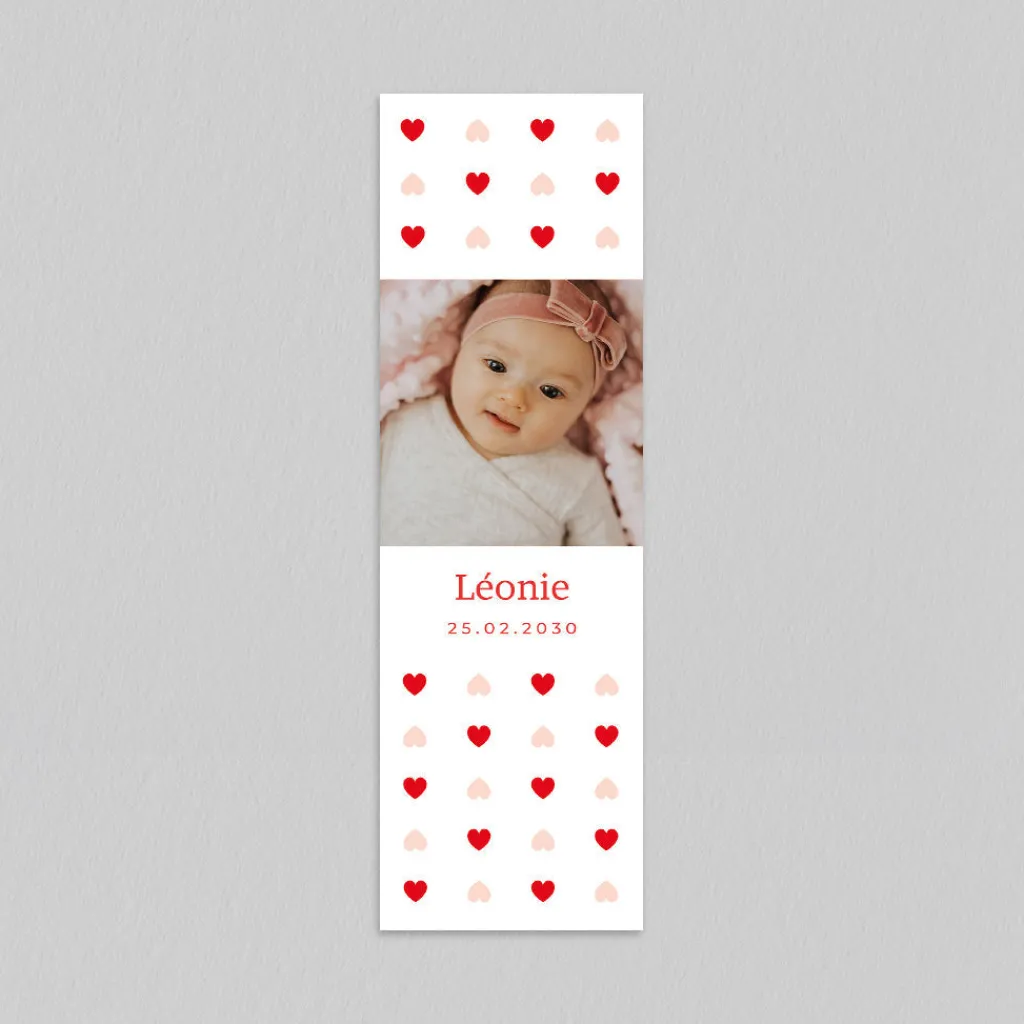 Faire-part Naissance Marque-page | Faire-part Naissance Fille^Planet cards Petits Motifs Coeurs