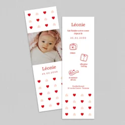 Faire-part Naissance Marque-page | Faire-part Naissance Fille^Planet cards Petits Motifs Coeurs