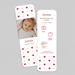 Faire-part Naissance Marque-page | Faire-part Naissance Fille^Planet cards Petits Motifs Coeurs