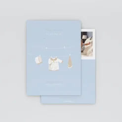 Faire-part Baptême Garçon^Planet cards Petits Vêtements Étendus