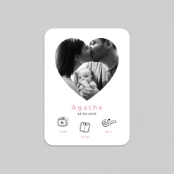 Faire-part Naissance Fille^Planet cards Photo en coeur