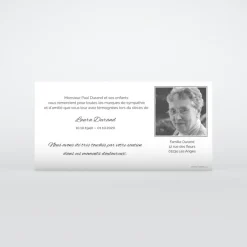 Carte Remerciement Décès^Planet cards Photo et cadre gris