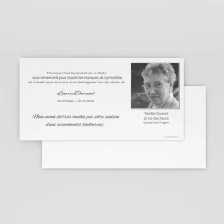 Carte Remerciement Décès^Planet cards Photo et cadre gris