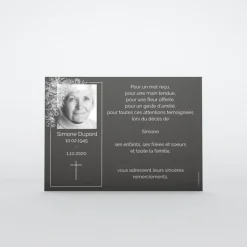 Carte Remerciement Décès^Planet cards Photo et feuillage