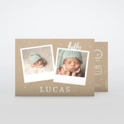 Faire-part Naissance Garçon^Planet cards Photo Vintage sur Kraft