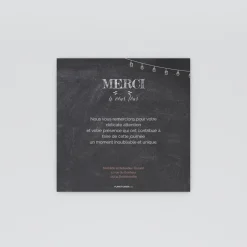 Carte Remerciement Mariage Originale^Planet cards Photomaton et lampions sur ardoise