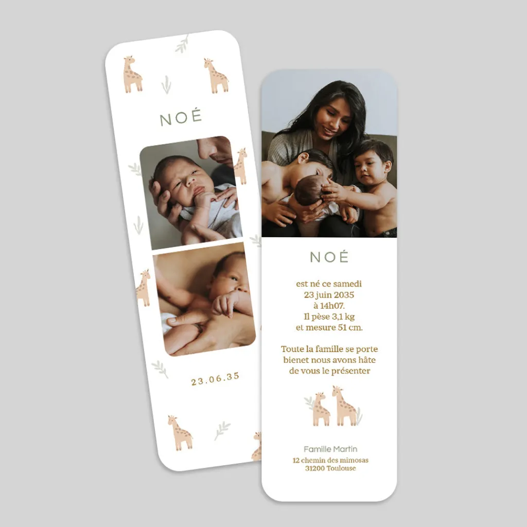 Faire-part Naissance Animaux | Faire-part Naissance Original^Planet cards Photomaton et Petites Girafes