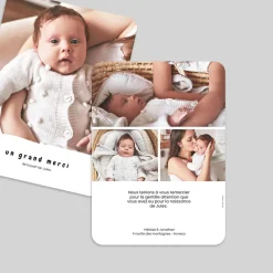 Carte Remerciement Naissance Classique^Planet cards Photos et Bandeau Ondulé