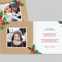 Carte De Noël Photo^Planet cards Photos et Houx Aquarelle