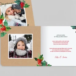 Carte De Noël Photo^Planet cards Photos et Houx Aquarelle