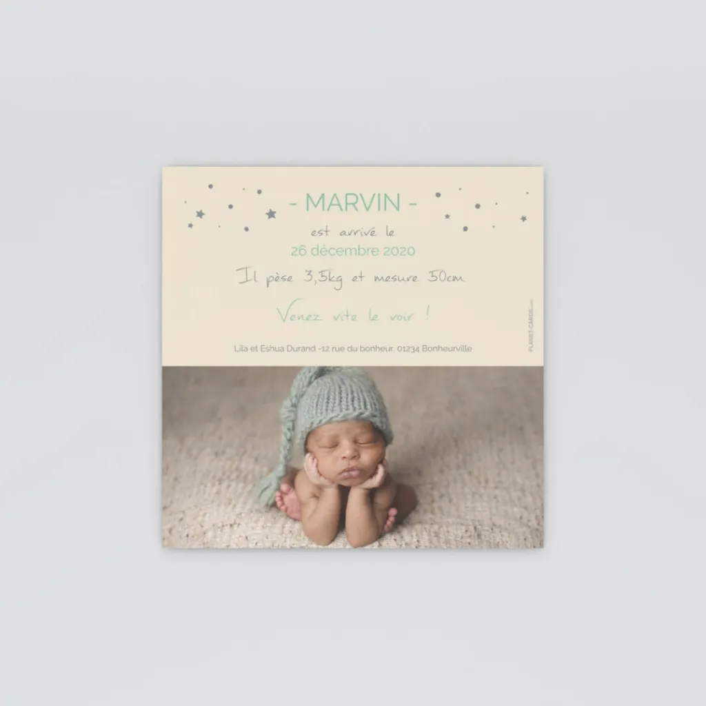 Faire-part Naissance Garçon^Planet cards Photos et étoiles