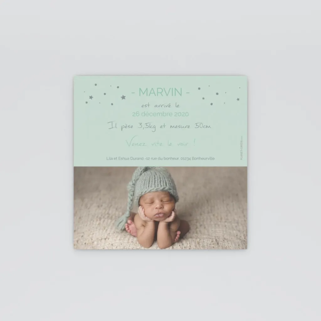Faire-part Naissance Garçon^Planet cards Photos et étoiles