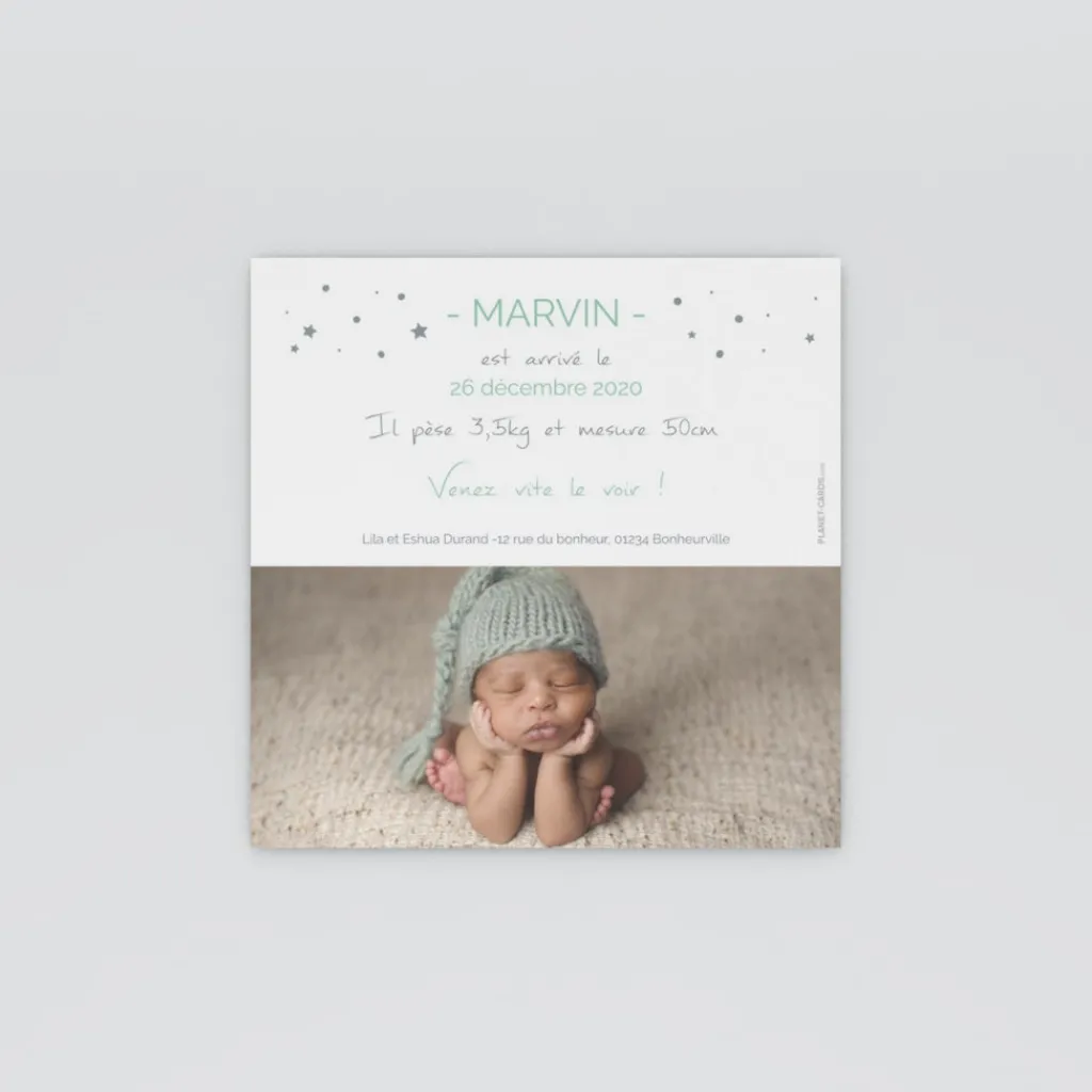 Faire-part Naissance Garçon^Planet cards Photos et étoiles