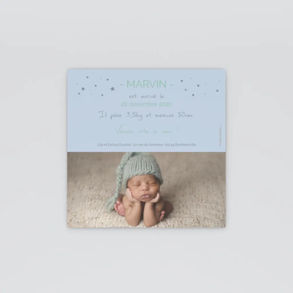 Faire-part Naissance Garçon^Planet cards Photos et étoiles