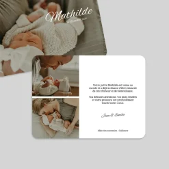Carte Remerciement Naissance Classique^Planet cards Photos et Typo Délicate