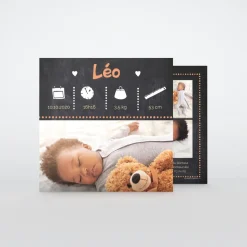 Faire-part Naissance Garçon^Planet cards Pictos et ardoise