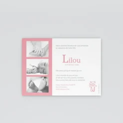 Carte Remerciement Naissance Classique | Carte Remerciement Naissance Fille^Planet cards Pictos et Nounours