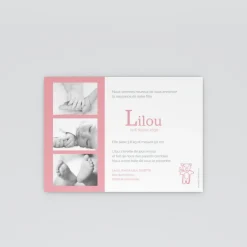 Carte Remerciement Naissance Classique | Carte Remerciement Naissance Fille^Planet cards Pictos et Nounours