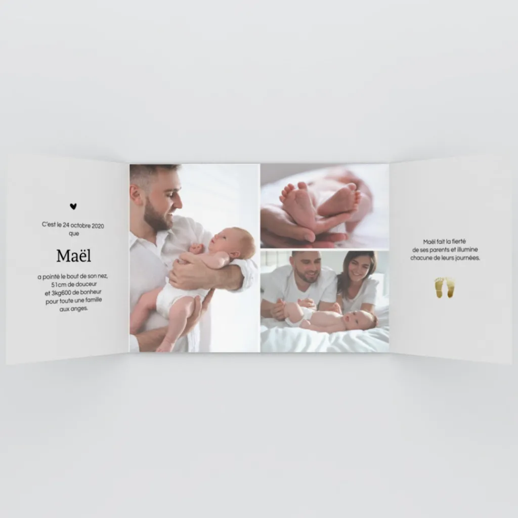 Faire-part Naissance Garçon^Planet cards Pieds Dorés