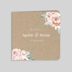 Faire-part Mariage Champêtre^Planet cards Pivoines et Kraft