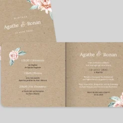 Faire-part Mariage Champêtre^Planet cards Pivoines et Kraft
