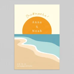 Faire-part Mariage Original^Planet cards Plage Minimaliste
