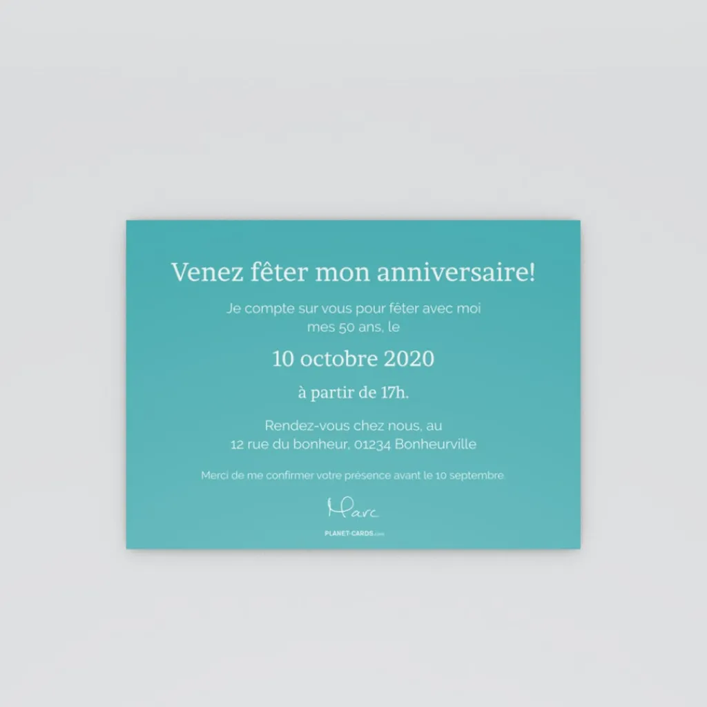 Carte Invitation Anniversaire Adulte Moderne^Planet cards Pêle mêle 50 ans