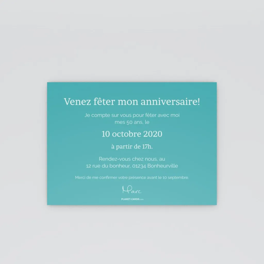 Carte Invitation Anniversaire Adulte Moderne^Planet cards Pêle mêle 50 ans