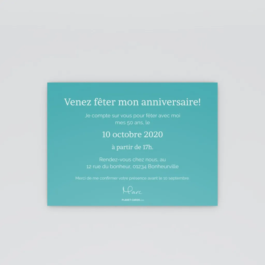 Carte Invitation Anniversaire Adulte Moderne^Planet cards Pêle mêle 50 ans