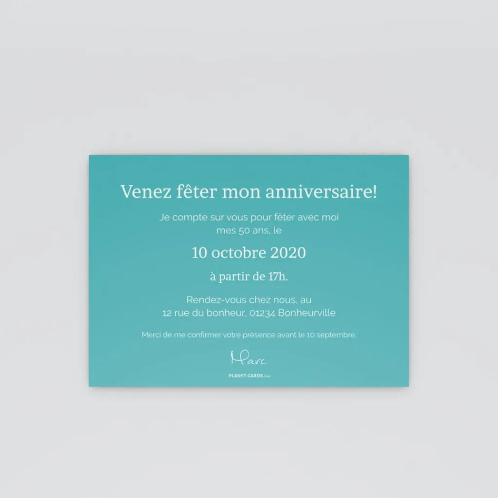 Carte Invitation Anniversaire Adulte Moderne^Planet cards Pêle mêle 50 ans