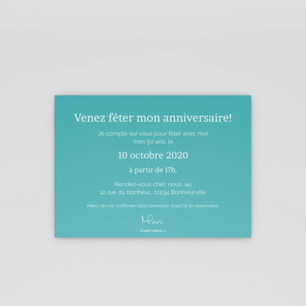 Carte Invitation Anniversaire Adulte Moderne^Planet cards Pêle mêle 50 ans