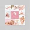 Carte Remerciement Naissance Classique^Planet cards Pêle-mêle et empreintes pieds