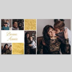 Carte De Vœux Famille | Carte De Vœux Photo^Planet cards Pêle-mêle photos et confettis dorés