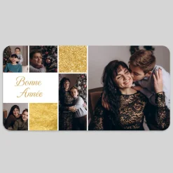 Carte De Vœux Famille | Carte De Vœux Photo^Planet cards Pêle-mêle photos et confettis dorés