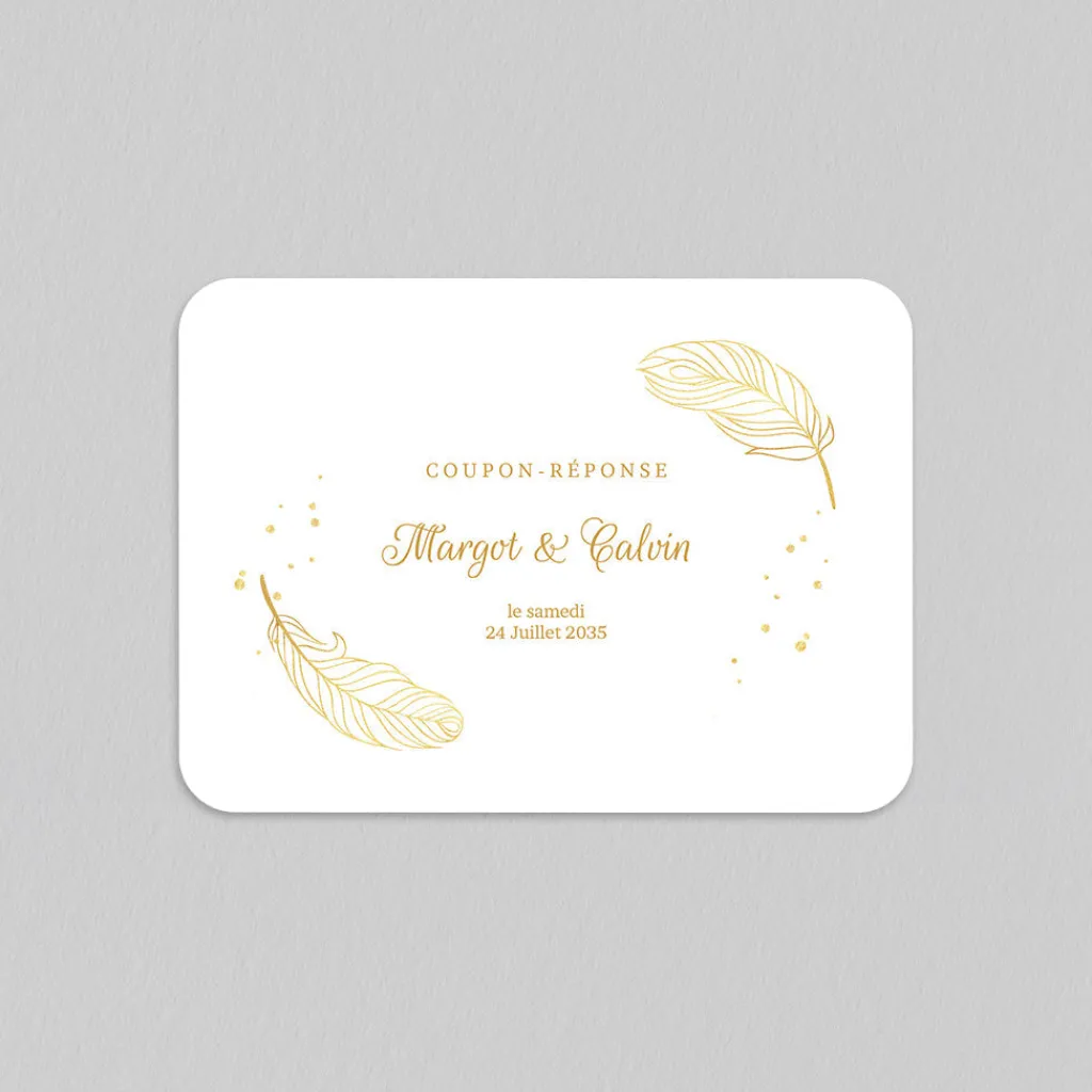 Coupon-réponse Mariage^Planet cards Plumes Festives
