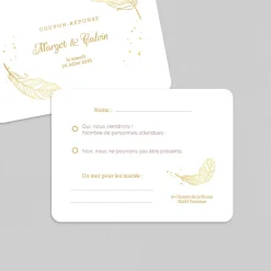 Coupon-réponse Mariage^Planet cards Plumes Festives