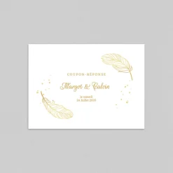 Coupon-réponse Mariage^Planet cards Plumes Festives